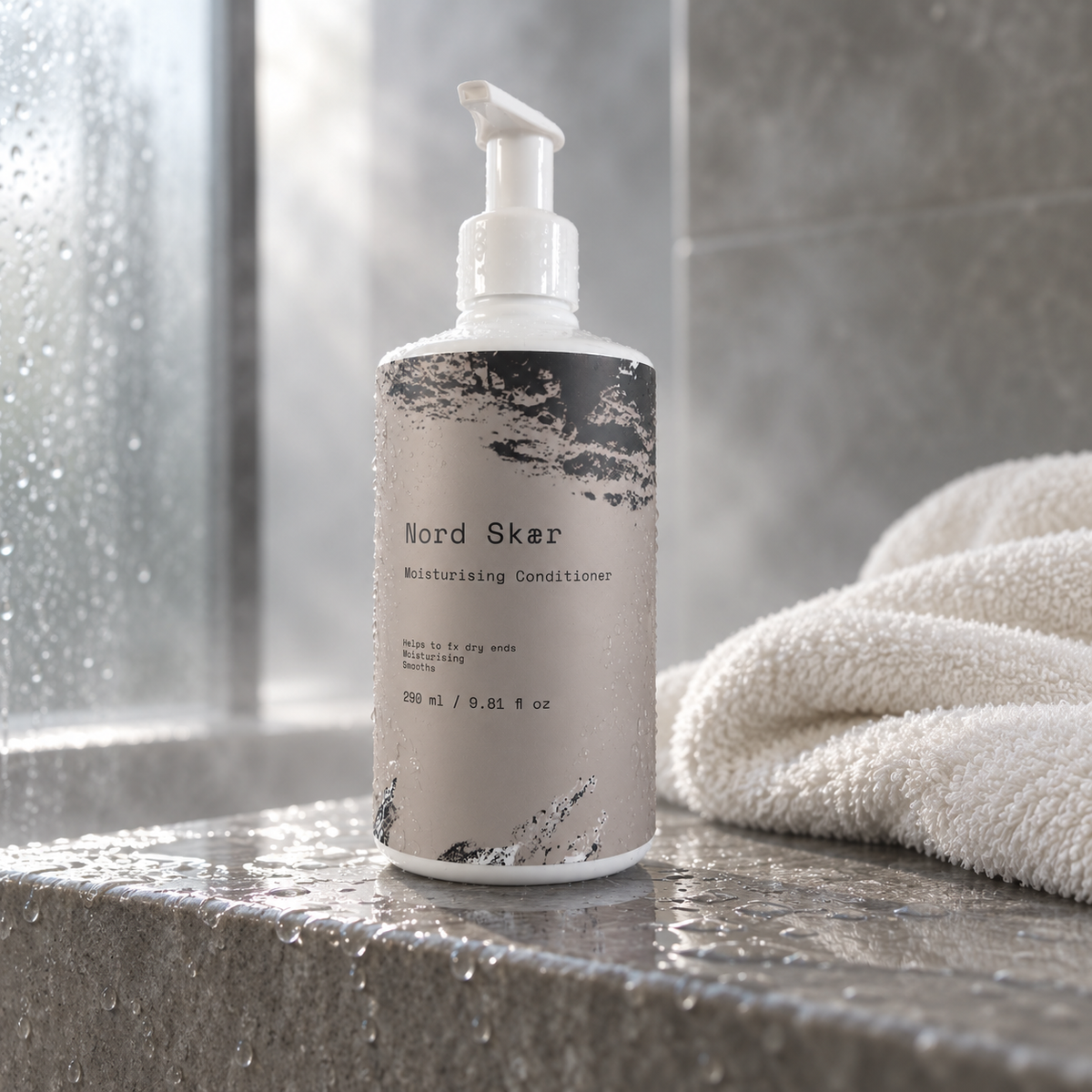 Nord Skær Moisturising Conditioner i en rolig efter-badet scene